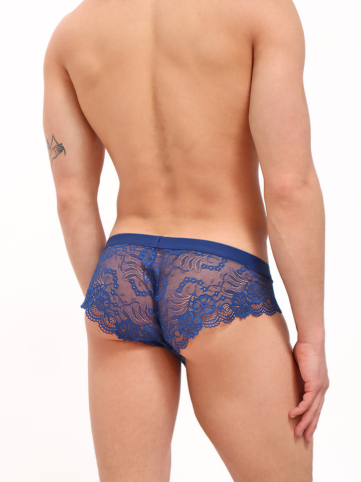 men's blue lace cheeky briefs - Body Aware UK