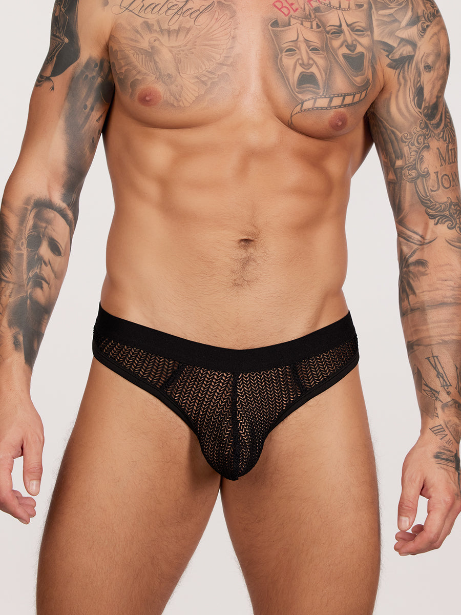 men's black mesh thong - Body Aware UK