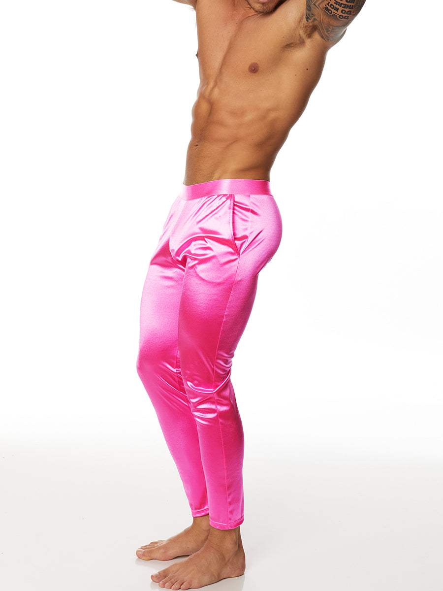 men's pink satin sleep pants