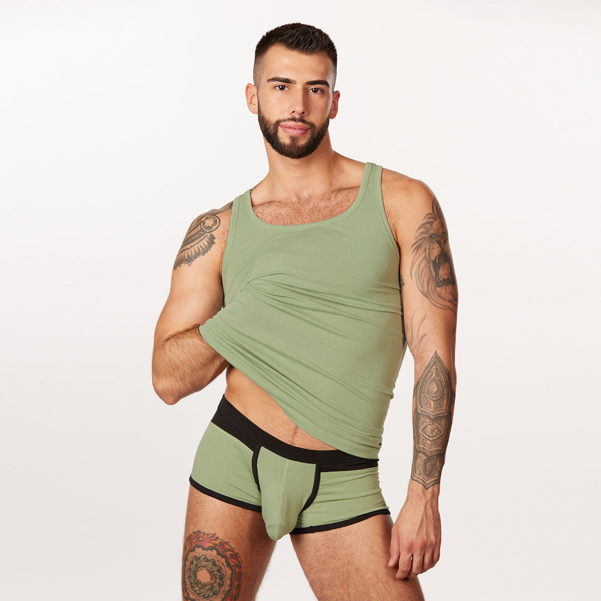 men's green organic cotton tank top