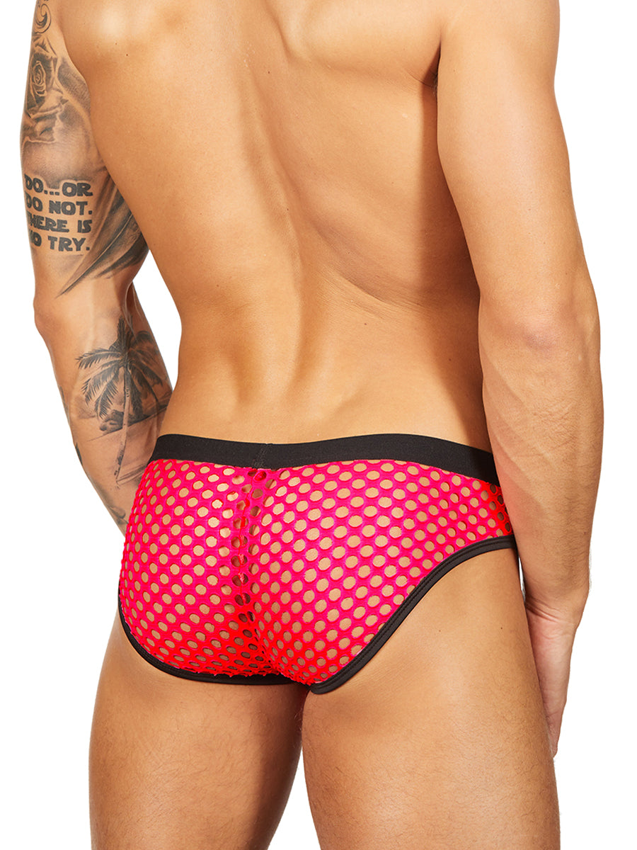 men's neon pink mesh briefs