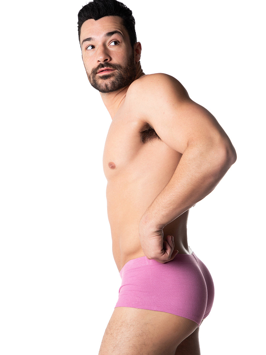 men's pink ribbed boxer briefs - Body Aware UK