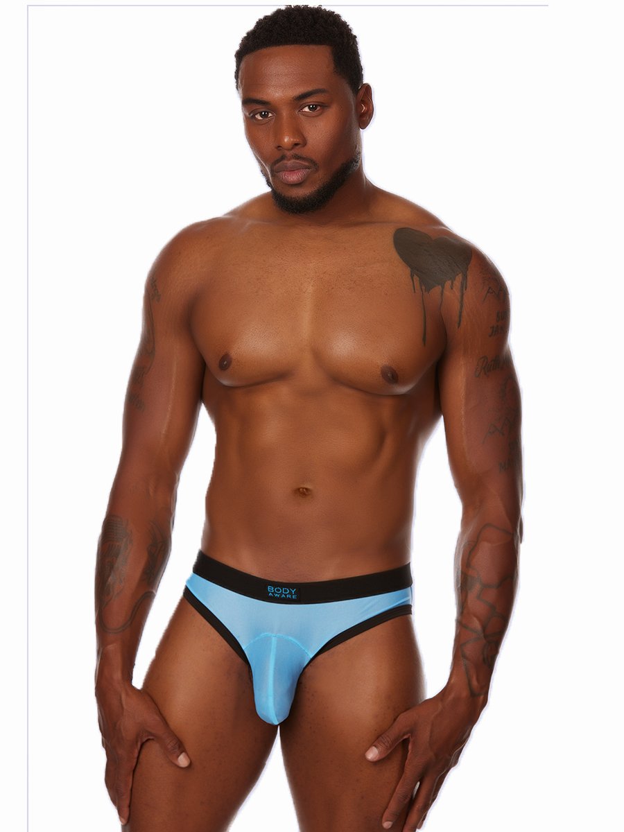 men's blue mesh brief