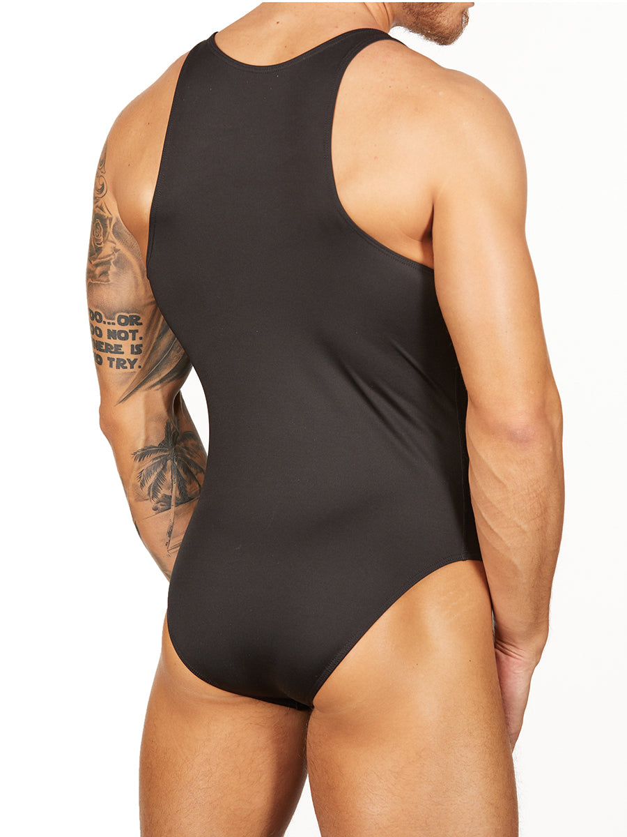 men's black bodysuit