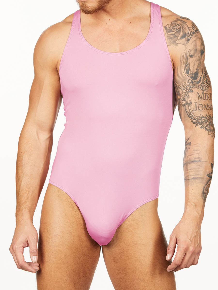 men's pink bodysuit