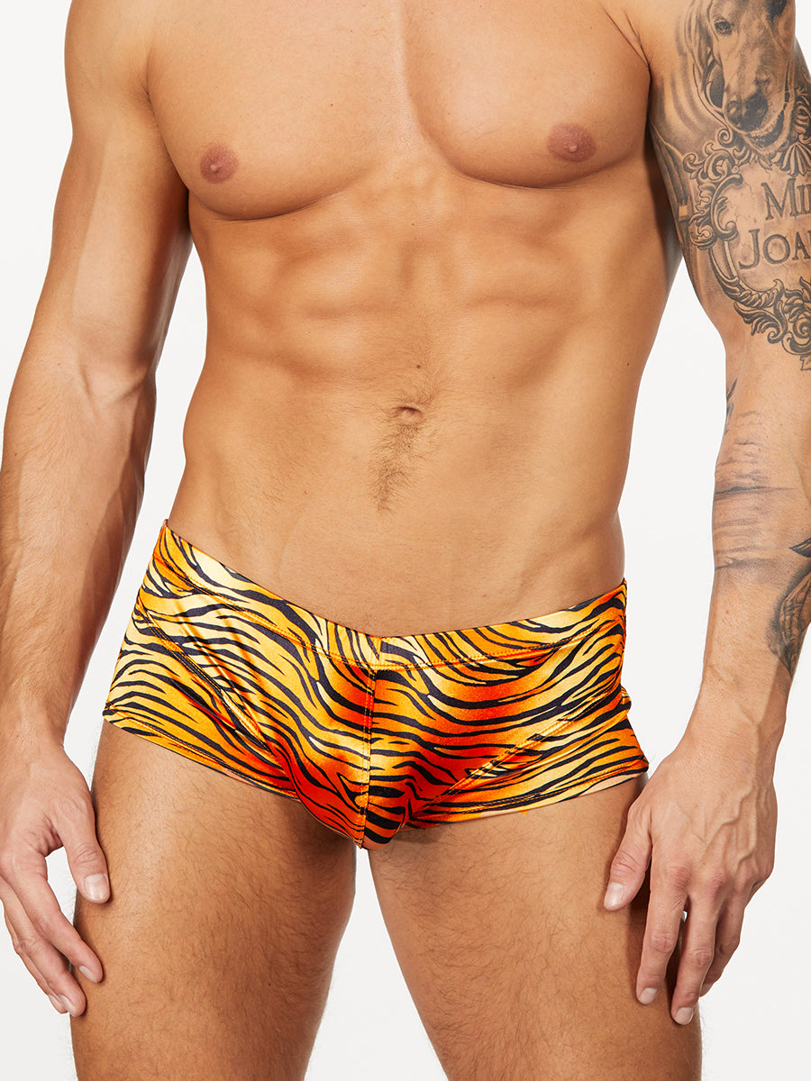 men's satin tiger print boxers