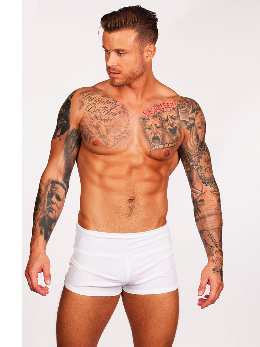 men's white yoga shorts - Body Aware UK